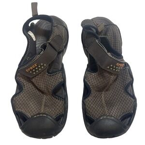 NWOB Crocs Swiftwater Mesh Deck Sandals Brown Mens 8 UK 7.5 EUR 41